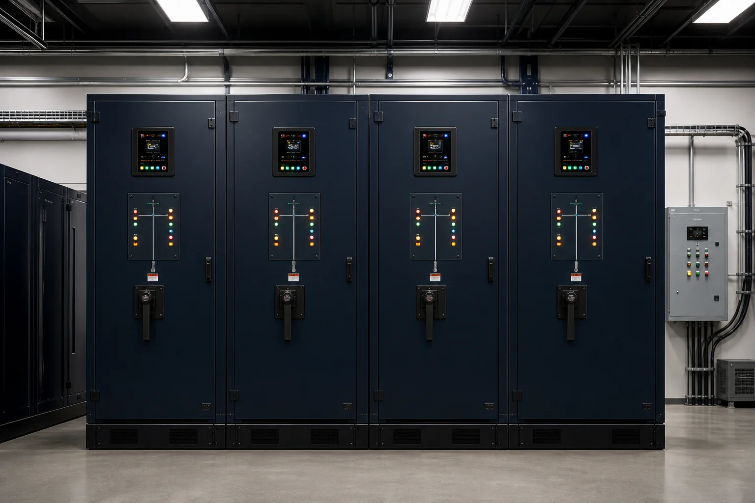 Parallel generator synchronization and ATS cabinets