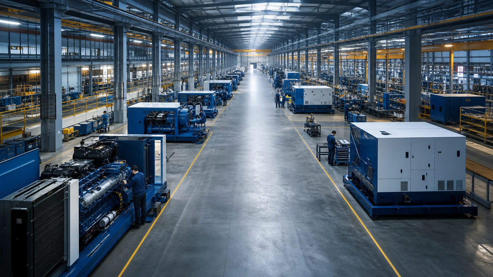 Wide view of a generator manufacturing facility