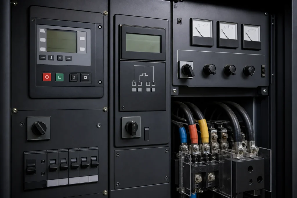 Industrial generator control and electrical metering panel